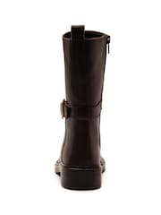 Off The Hook Brown Steele Leather Buckle Detail Mid-Calf Boots - Image 5 of 6