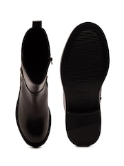 Off The Hook Black Steele Leather Buckle Detail Mid-Calf Boots - Image 6 of 6