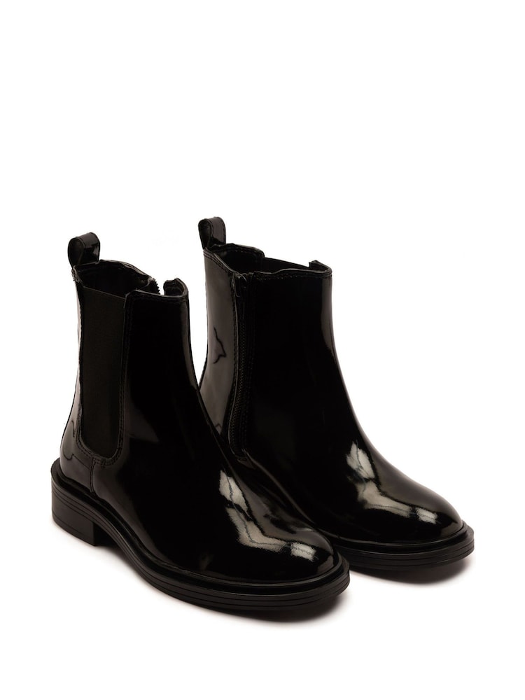 Off The Hook Black Kiki Patent Leather Ankle Chelsea Boots - Image 2 of 6 Off The Hook Black Kiki Patent Leather Ankle Chelsea Boots - Image 2 of 6
