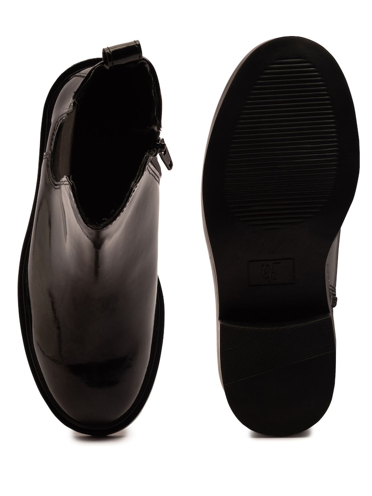 Off The Hook Black Kiki Patent Leather Ankle Chelsea Boots - Image 6 of 6