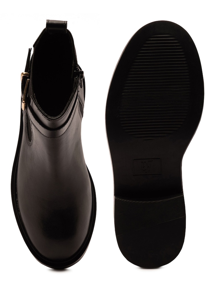 Off The Hook Black Tiana Leather Chelsea Buckle Ankle Boots - Image 6 of 6 Off The Hook Black Tiana Leather Chelsea Buckle Ankle Boots - Image 6 of 6