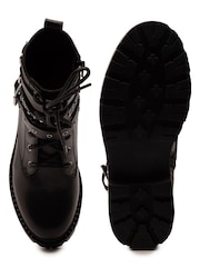 Off The Hook Gothel Leather Combat Boots With Buckle And Lace-Up Detail - Bilde 6 av 6