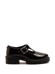 Off The Hook Black Clarice Chunky Heel Patent T-Bar Mary Jane School Shoes - Image 1 of 6