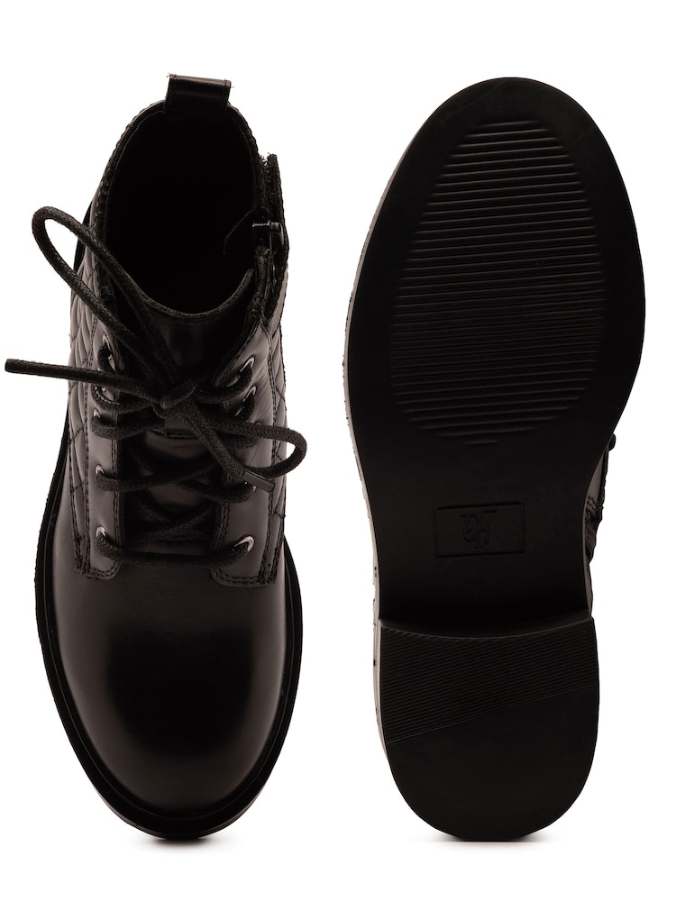 Off The Hook Black Sophia Leather Quilted Ankle Lace-Up Boots - Image 6 of 6 Off The Hook Black Sophia Leather Quilted Ankle Lace-Up Boots - Image 6 of 6