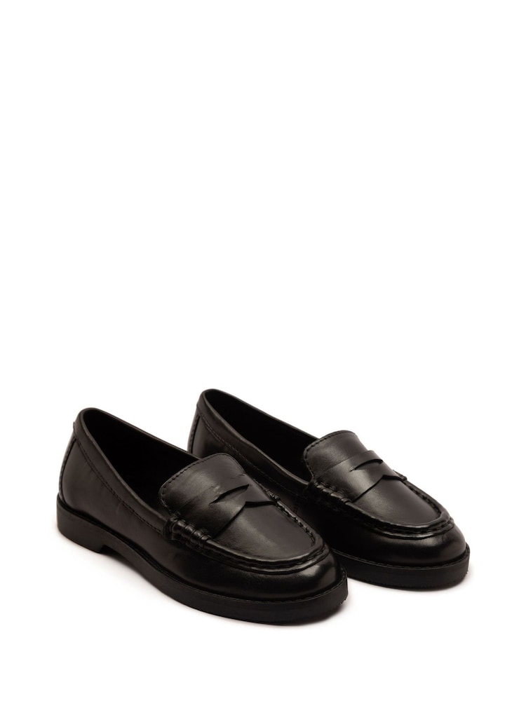 Off The Hook Black Hermoine Slip On Formal Leather School Shoes - Image 2 of 6