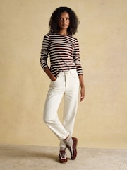 Joules Isabella Chocolate Brown 100% Cotton Jersey Breton Top - Image 3 of 7