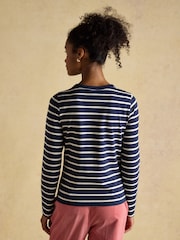 Joules Isabella Navy 100% Cotton Jersey Breton Top - Image 2 of 7