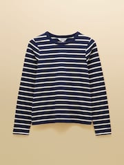 Joules Isabella Navy 100% Cotton Jersey Breton Top - Image 7 of 7