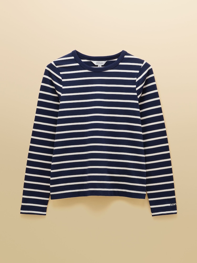 Joules Isabella Navy 100% Cotton Jersey Breton Top - Image 7 of 7