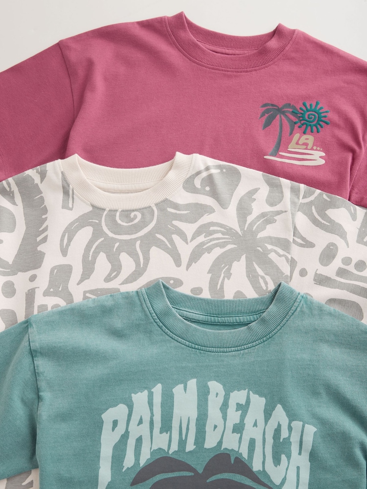 Berry/Mineral/Ecru - حزمة من 3 قطع تيشرت بكُم قصير بتلبيس مريح مزيَّن بطبعة جرافيك (3-16سنوات) - صورة 7 من 7 Berry/Mineral/Ecru - حزمة من 3 قطع تيشرت بكُم قصير بتلبيس مريح مزيَّن بطبعة جرافيك (3-16سنوات) - صورة 7 من 7