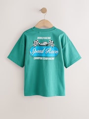 أزرق/رمادي/أخضر - حزمة من 3 قطع تيشرت بكُم قصير بتلبيس مريح مزيَّن بطبعة جرافيك (3-16سنوات) - صورة 5 من 7