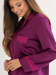 Vijolična - Pour Moi Dusk Satin and Lace Cuban Collar Pyjamas Set - Slika 2 iz 4