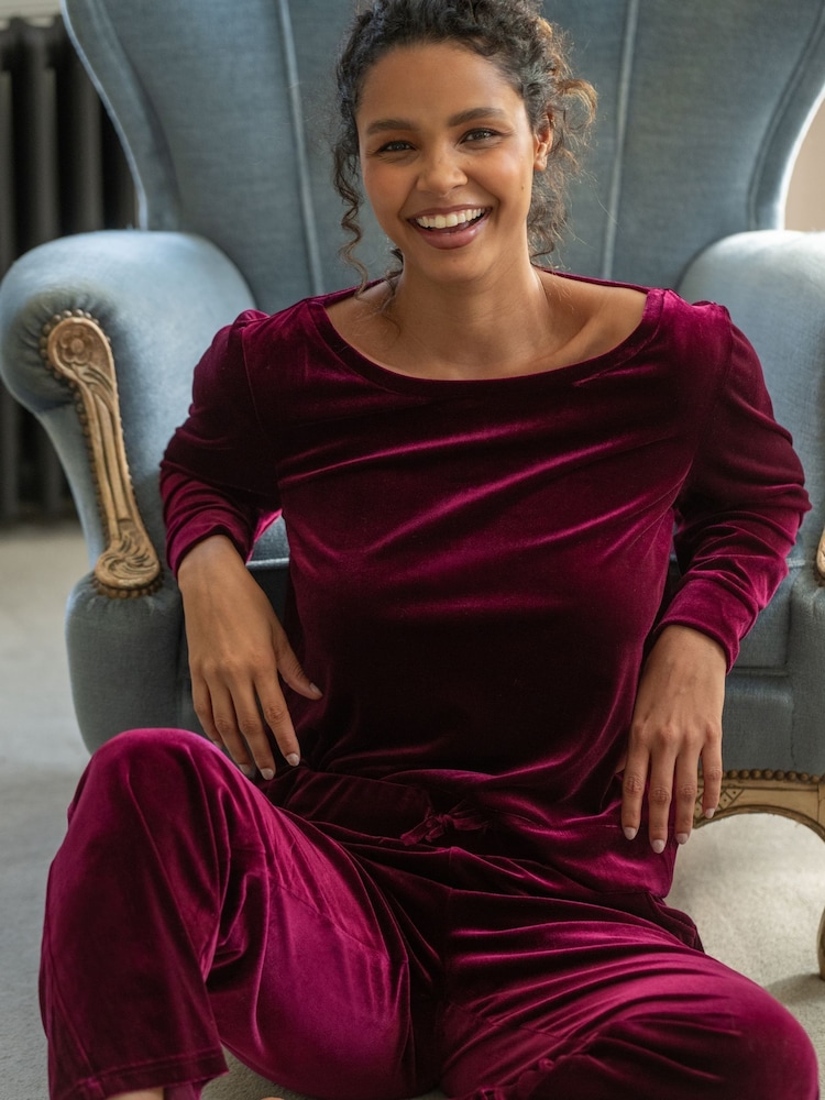 Pour Moi Red Velour Lounge Pyjamas Set - Image 1 of 4