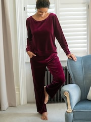 Pour Moi Red Velour Lounge Pyjamas Set - Image 2 of 4