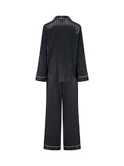 Pour Moi Grey Satin Shadow Stripe Cuban  Collar Pyjamas Set - Image 5 of 5