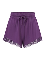 Pour Moi Purple Short Pyjamas Sofa Loves Lace Soft Jersey Pyjama Bottoms - Image 3 of 4