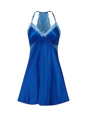 Pour Moi Blue Dusk Satin Lace Chemise - Image 3 of 4
