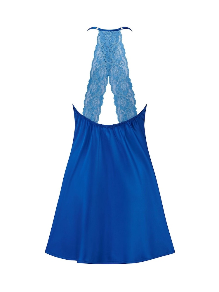 Pour Moi Blue Dusk Satin Lace Chemise - Image 4 of 4