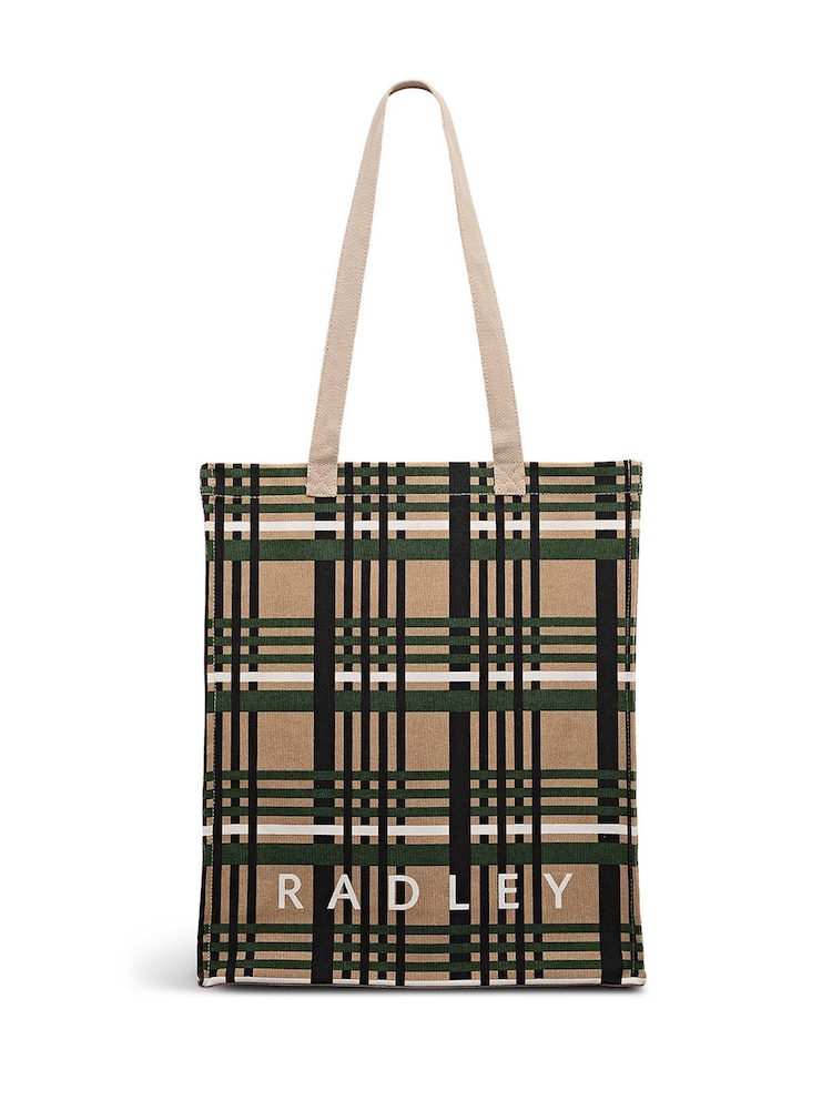 Radley Medium Check Open Top Brown Tote - Image 1 of 3 Radley Medium Check Open Top Brown Tote - Image 1 of 3