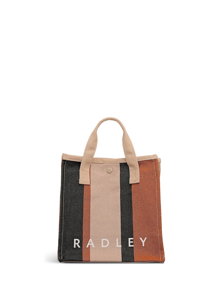 Radley Small Stripe Open Top Grab White Bag - Image 1 of 4 Radley Small Stripe Open Top Grab White Bag - Image 1 of 4