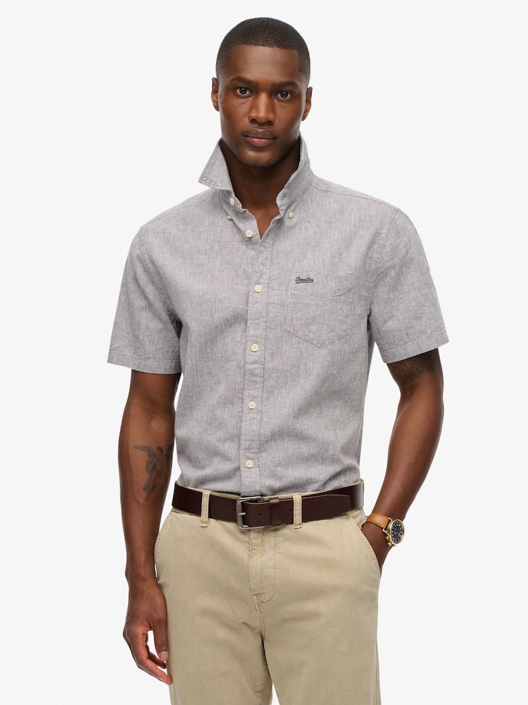 Camisa de manga curta Superdry City Cotton Linen - Imagem 1 de 4