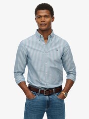 Superdry Blue Classic Oxford Long Sleeve Shirt - Image 1 of 7
