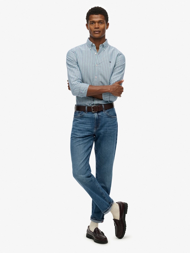 Superdry Light Blue Classic Oxford Long Sleeve Shirt - Image 1 of 6 Superdry Light Blue Classic Oxford Long Sleeve Shirt - Image 1 of 6