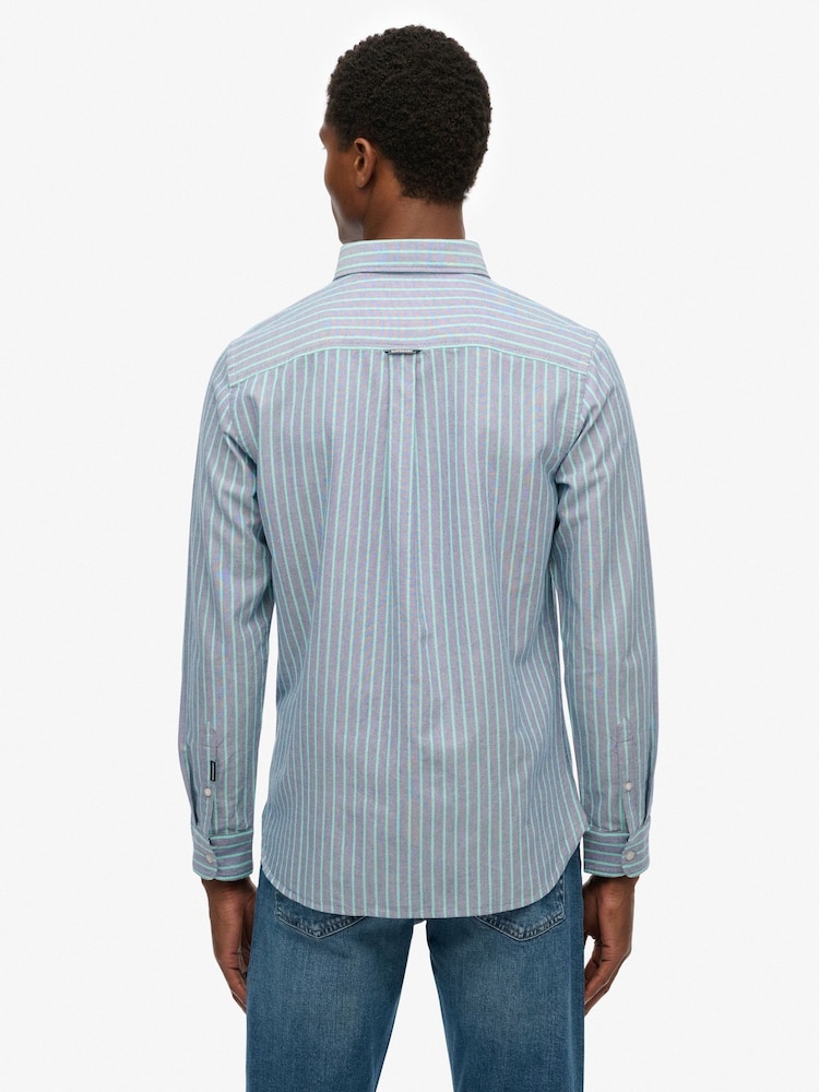 Superdry Light Blue Classic Oxford Long Sleeve Shirt - Image 2 of 6 Superdry Light Blue Classic Oxford Long Sleeve Shirt - Image 2 of 6