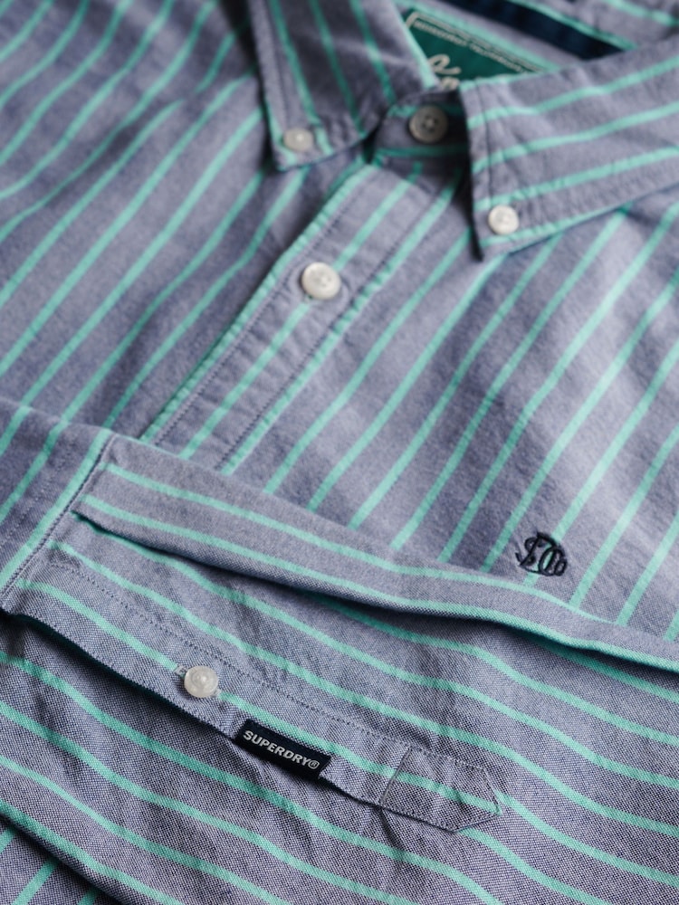 Superdry Light Blue Classic Oxford Long Sleeve Shirt - Image 6 of 6