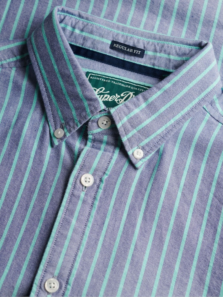 أزرق أخضر خطوط - قميص أكسفورد تشكيلة Essentials من Superdry - Image 8 of 8