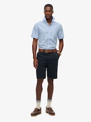Superdry Blue City Cotton Linen Short Sleeve Shirt - Image 3 of 4