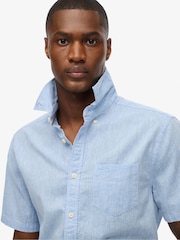Superdry Blue City Cotton Linen Short Sleeve Shirt - Image 4 of 4