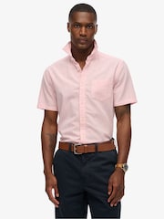 Superdry Pink City Cotton Linen Short Sleeve Shirt - Image 1 of 4