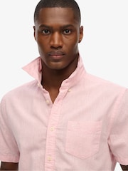 Superdry Pink City Cotton Linen Short Sleeve Shirt - Image 4 of 4
