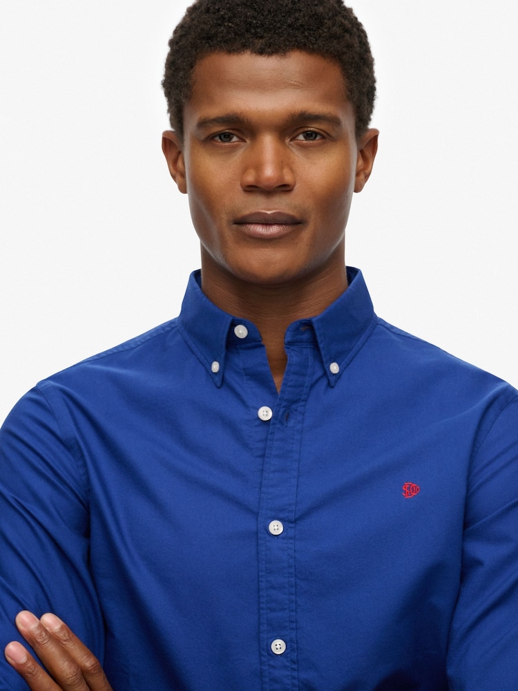 Superdry Blue Classic Oxford Long Sleeve Shirt - Image 2 of 5