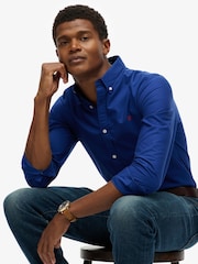 Superdry Blue Classic Oxford Long Sleeve Shirt - Image 3 of 5
