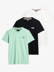 Superdry Green Cotton Essential Logo T-Shirts 3 Pack - Image 1 of 4