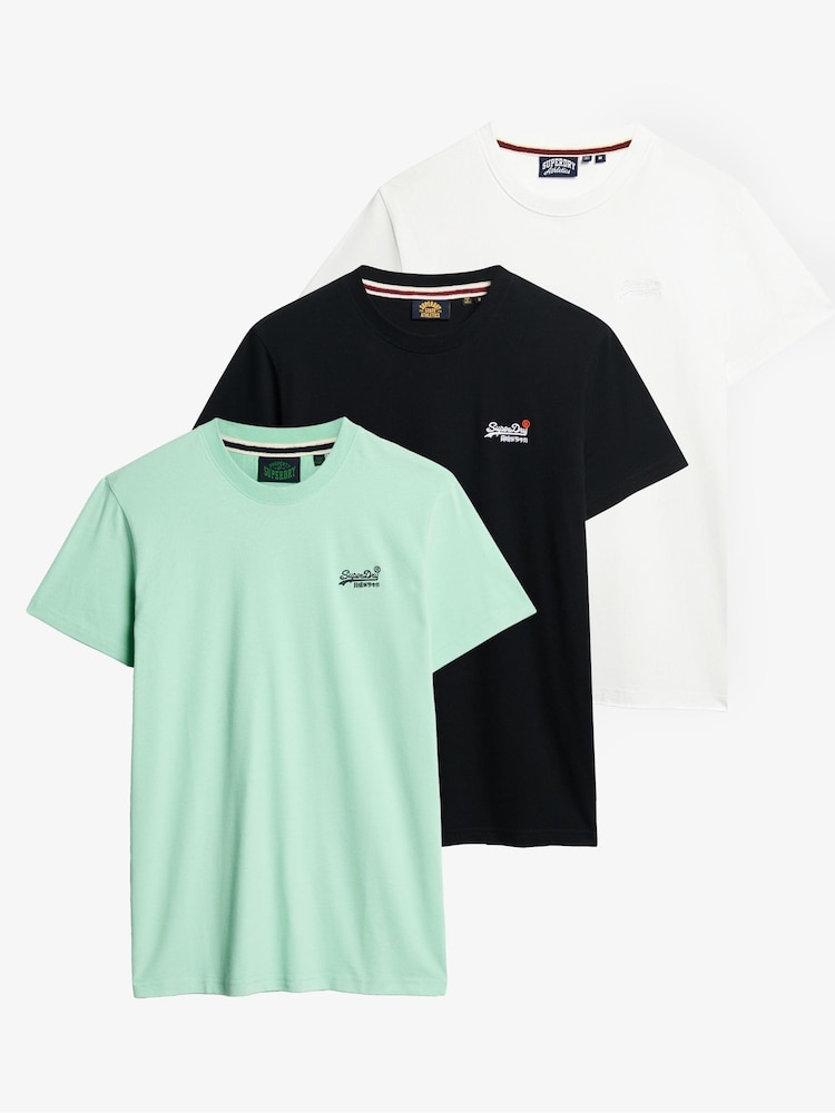 Superdry Green Cotton Essential Logo T-Shirts 3 Pack - Image 1 of 4