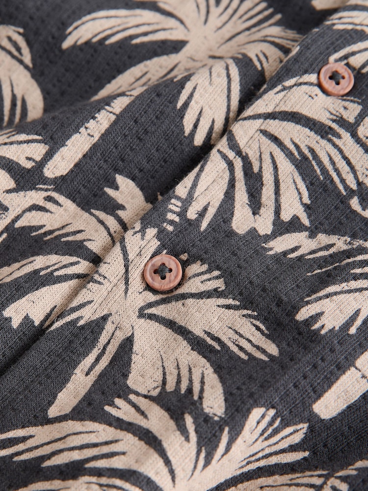 Black/Ecru Button Through Short Sleeve Jersey Shirt (3-16yrs) - Image 7 of 7