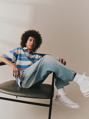 Pink/Blue/Ecru Relaxed Fit Stripe Short Sleeve Polo Shirt (3-16yrs) - Image 3 of 9