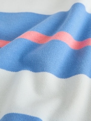 Pink/Blue/Ecru Relaxed Fit Stripe Short Sleeve Polo Shirt (3-16yrs) - Image 9 of 9