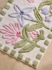 שטיחון עם הדפס פרחוני באפקט צבעי מים - תמונה 2 מתוך 4