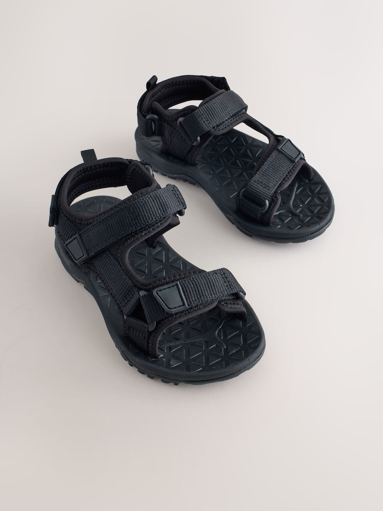 Black Standard Fit (F) Touch Fastening Trekker Walking Sandals - Image 2 of 6