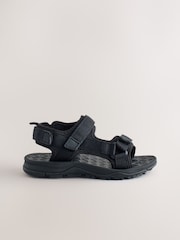 Black Standard Fit (F) Touch Fastening Trekker Walking Sandals - Image 3 of 6