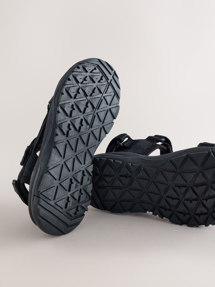 Black Standard Fit (F) Touch Fastening Trekker Walking Sandals - Image 6 of 6