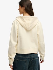 Cream - Superdry Essential Logo Cropped-Hoodie mit durchgehendem Reißverschluss - Bild 6 von 9
