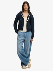 Superdry Blue Essential Logo Cropped Full Zip Hoodie - Image 3 of 7