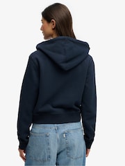 Superdry Blue Essential Logo Cropped Full Zip Hoodie - Image 4 of 7