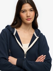 Superdry Blue Essential Logo Cropped Full Zip Hoodie - Image 5 of 7