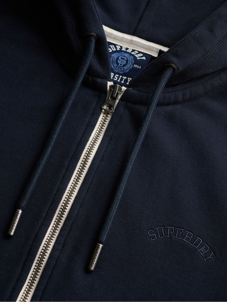 Superdry Blue Essential Logo Cropped Full Zip Hoodie - Image 7 of 7